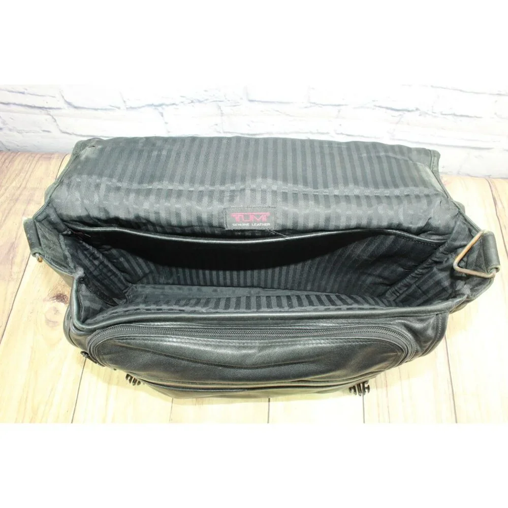 Tumi Black Genuine Leather Expandable Organizer Briefcase Laptop Bag